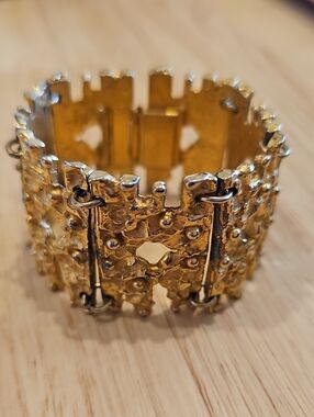 Chunky Textured Gold Statement Bracelet